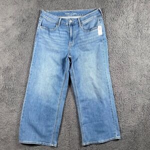 Old Navy Wow Wide Leg Jeans Womens 12 Y2k Medium Wash High Rise Stretch Baggy